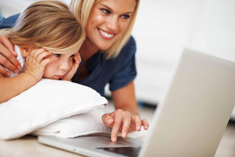 Mother and Daughter Studying